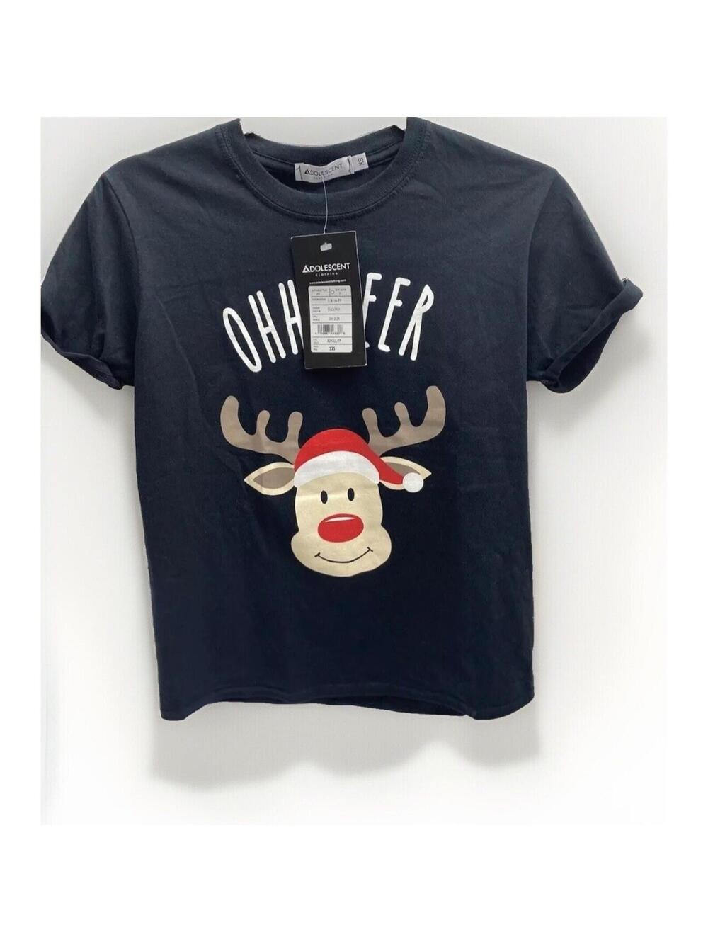 Ohh Deer Women's XS T-Shirt Christmas Red Nose Reindeer Holiday Graphic Brand Ne